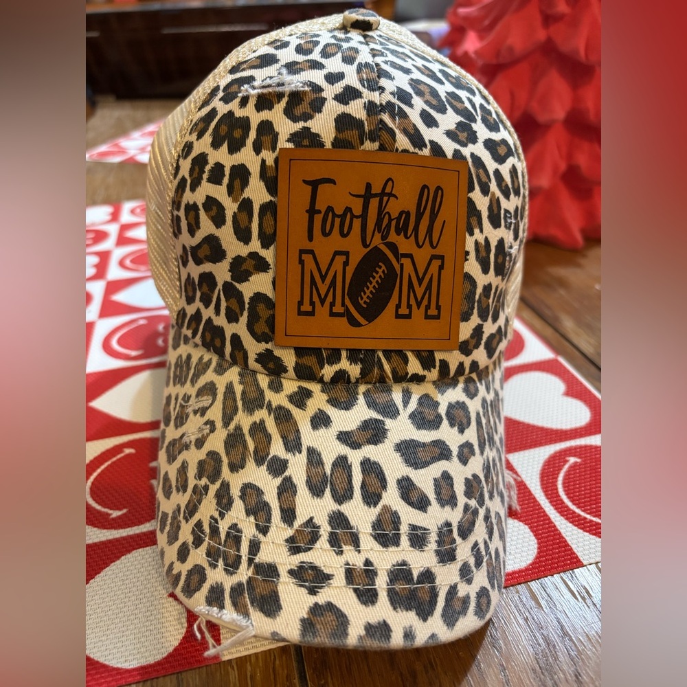 Leopard Print Football Mom Cap